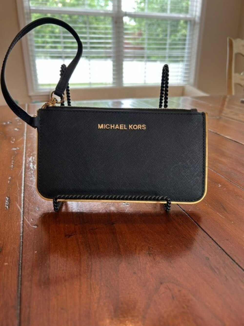 Michael Kors Black Leather Wristlet